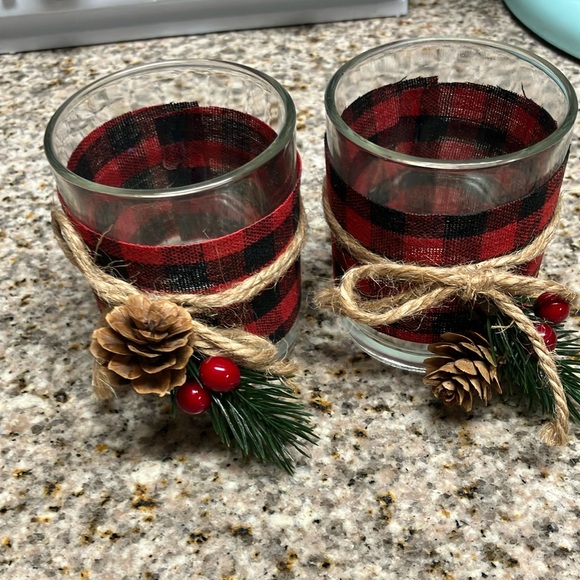 Christmas 2 set buffalo chic style candle holders - Picture 1 of 3